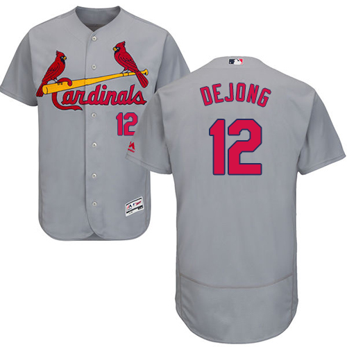 Cardinals #12 Paul DeJong Grey Flexbase Authentic Collection Stitched MLB Jersey - Click Image to Close